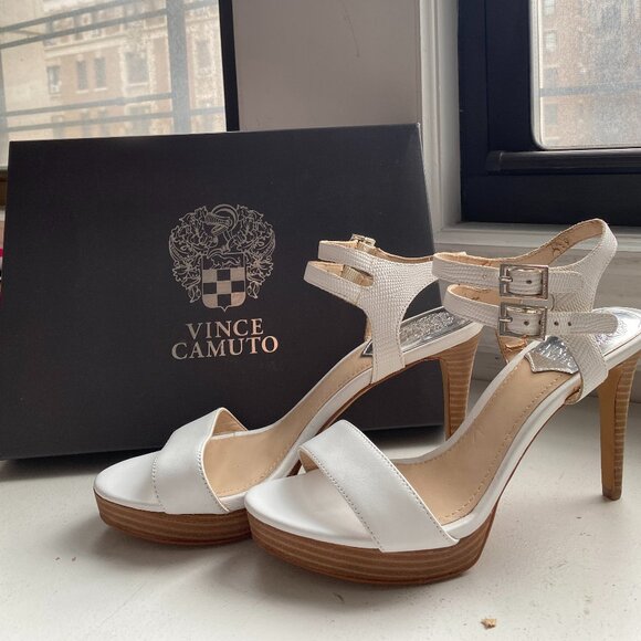 Vince Camuto White High Heel Sandals Size 7.5 - Picture 1 of 10